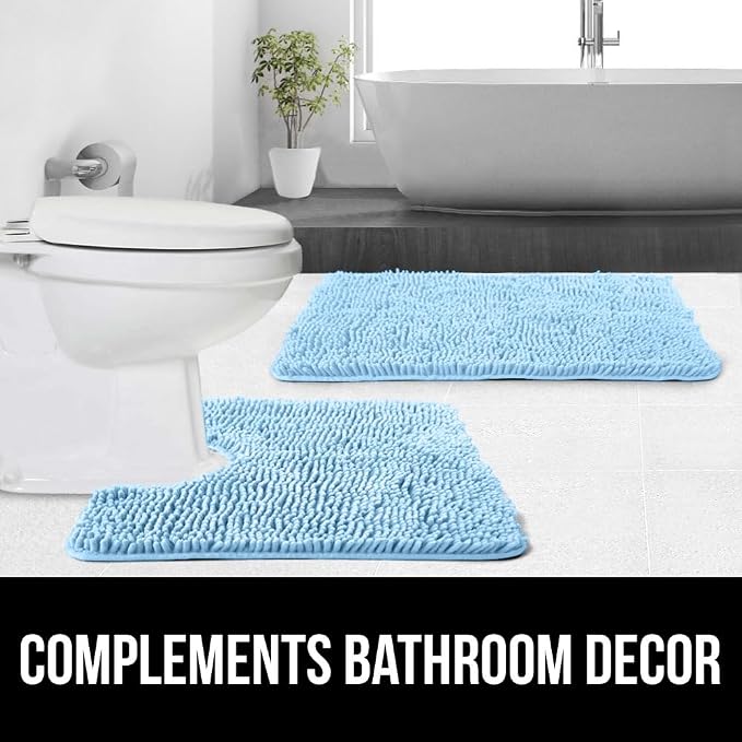 GORILLA GRIP Plush Absorbent Shaggy Chenille Bath Rug Mat - Image 9