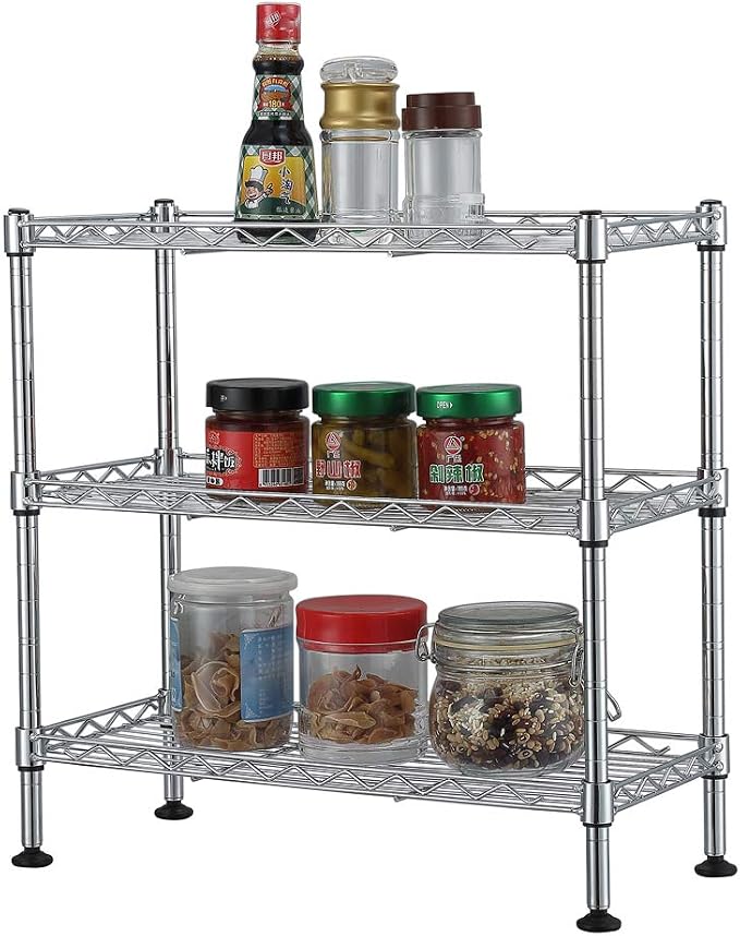 3 Tier Storage Racks Shelving, Heavy Steel Pantry Shelves, Adjustable Wire by Unknown