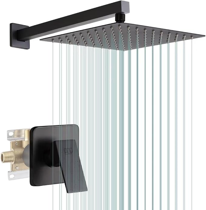 POP SANITARYWARE Matte Black Shower Faucet Set, Bathroom Rainfall Shower System by POPSANITARYWARE