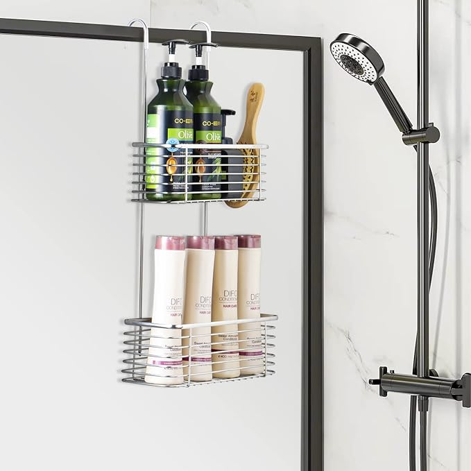 YQh Stainless steel double-layer shower rack, shower room hanging bathroom - Image 4