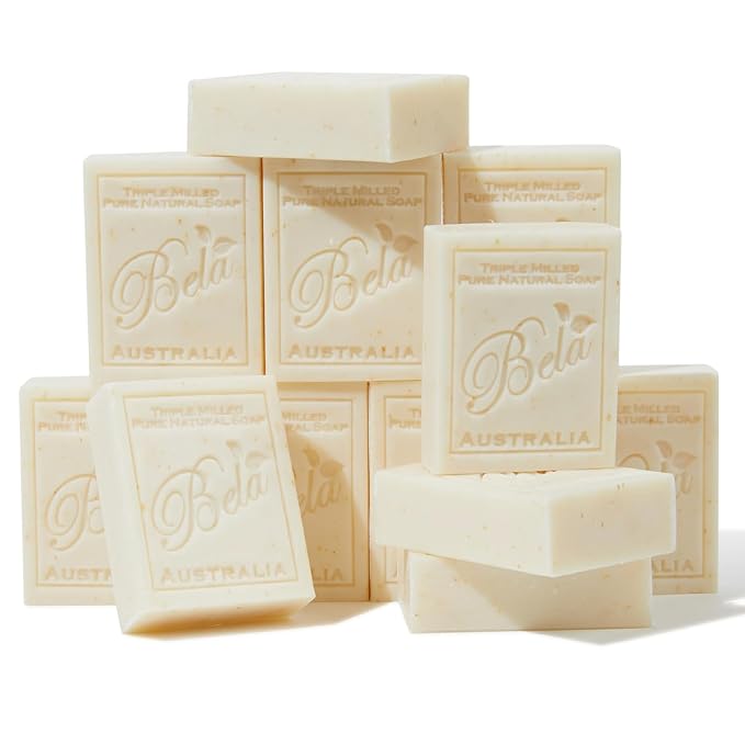 BELA Spearmint and Bran Soap 3.3 OZ Pack of 12, Long Lasting French Triple by BELAPURENATURALSOAPSANDODORELIMINATINGHOMEFRAGRANCES