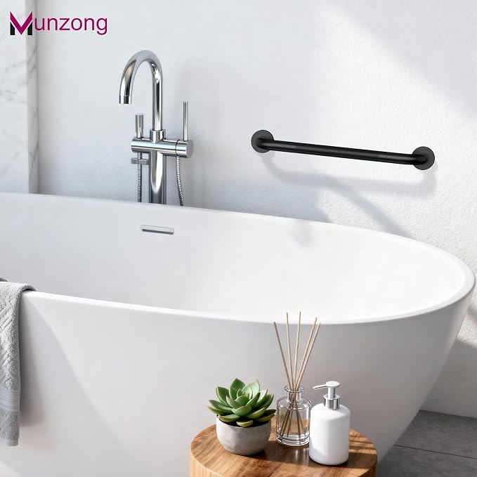 16 Inch Anti Slip Shower Grab Bar, Munzong Oil Rubbed Black Bathroom Grab Bar - Image 4