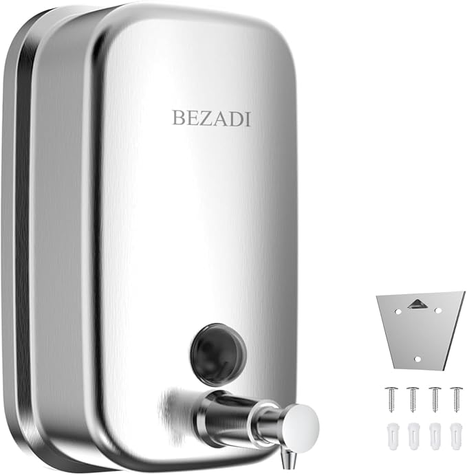Commercial Soap Dispenser Stainless Steel Wall Mount by BEZADI