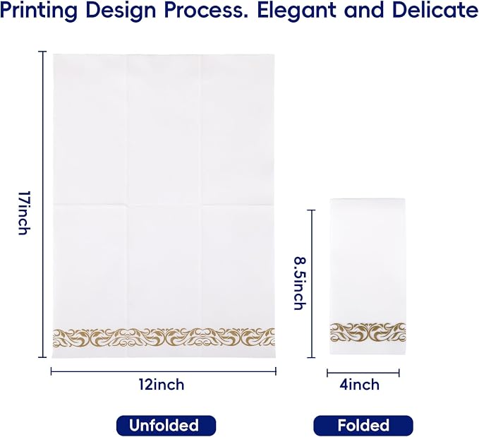 JOLLY CHEF 100 Disposable Hand Towels, Soft and Absorbent Linen Feel Dinner - Image 3