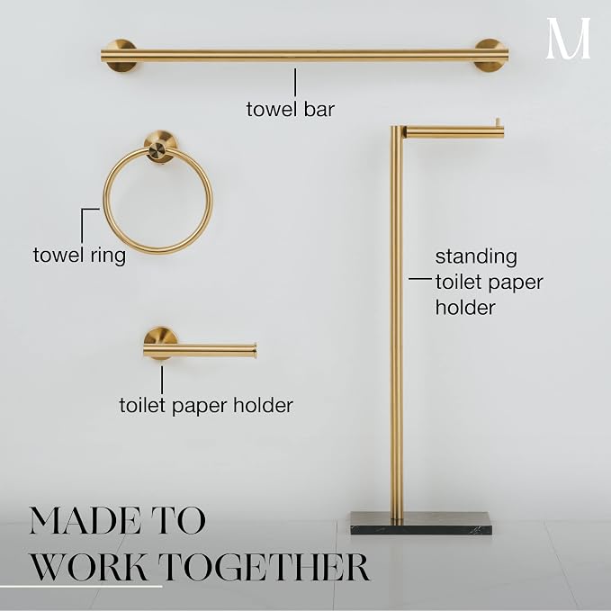 MARMOLUX ACC Free Standing Gold Toilet Paper Holder Stand - Image 7