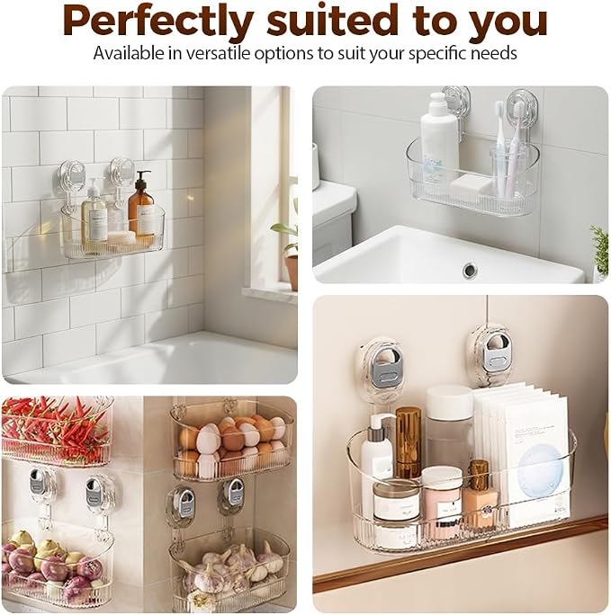 No-Drill Bathroom Suction Storage Box, Corrugated Suction Cup Storage Holder - Image 5