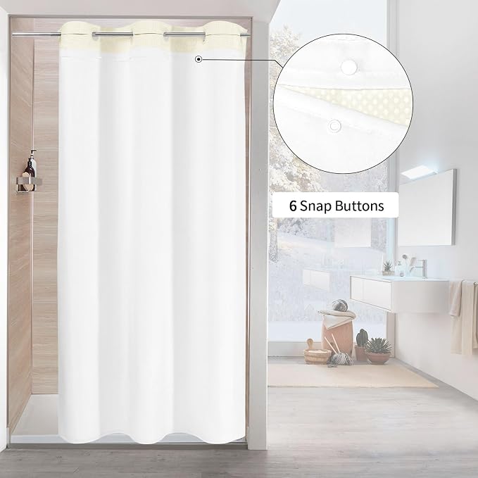 MitoVilla Ivory Waffle Small Stall Shower Curtain Liner Set 36 x 74, No Hooks - Image 2