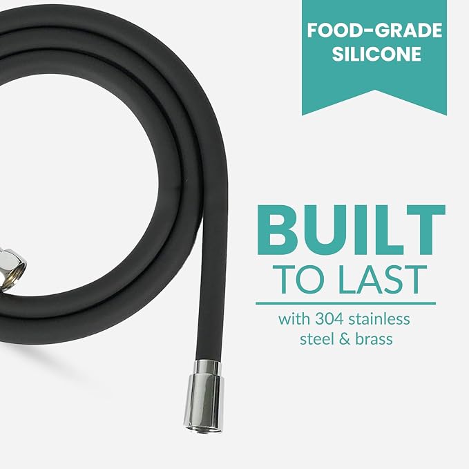 59 Inches Silicone Shower Hose, Ultra-Soft Anti-Kink Designed Handheld Shower - Image 2