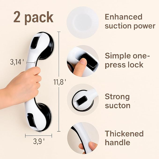 2 Pack Grab Bars for Bathtubs and Showers, Shower Handles for Elderly Seniors - Image 7