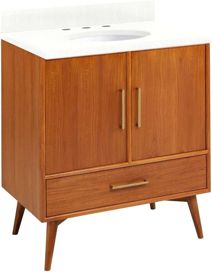 Signature Hardware 953363-30-UM-8 Novak 30" Freestanding Teak Single Basin by SignatureHardware