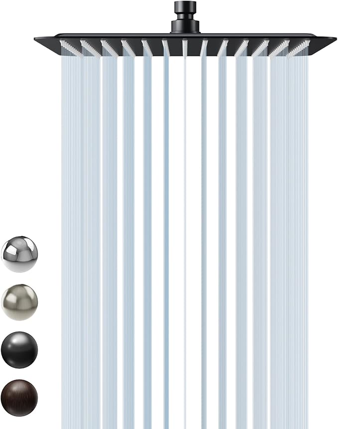 SR SUN RISE 12 Inch Rain Shower Head 304 Stailess Steel Matte Black High by SRSUNRISE