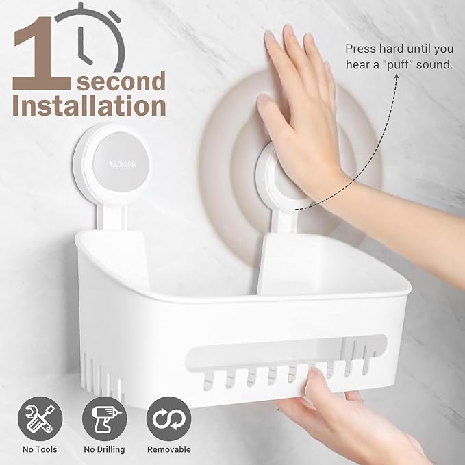 LUXEAR 3 Pack Shower Caddy Suction Cup Set - Image 3