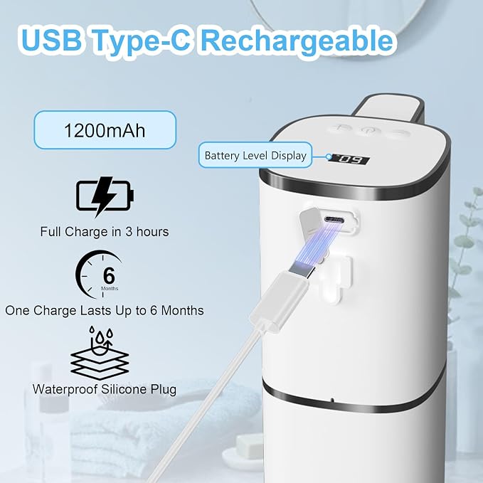 Automatic Foaming Soap Dispenser Touchless, USB Rechargeable Smart Hand Soap - Image 6