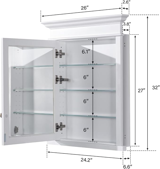 WELLFOR 26"x 32" Bathroom Medicine Cabinet - Image 2