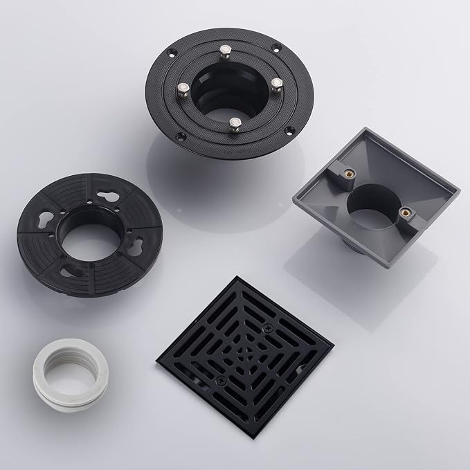 4-1/4 Inch Black Shower Drain Square, Base - Image 7