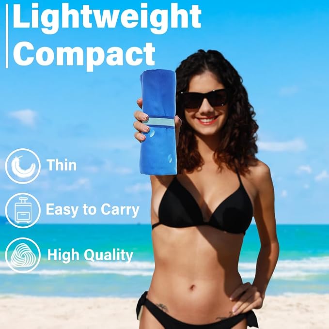 Lightweight Thin Microfiber Beach Towel Sand Free Quick Dry Absorbent Compact - Image 3