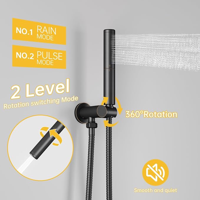 BESy Shower System with 10 Inch Round Rain Shower Head and Handheld Wall Mounted - Image 6