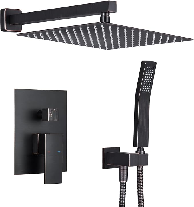 Rain Shower System 12 Inches Shower Combo Set Oil Rubbed Bronze Wall Mount by ArtiquaSanitaryWare