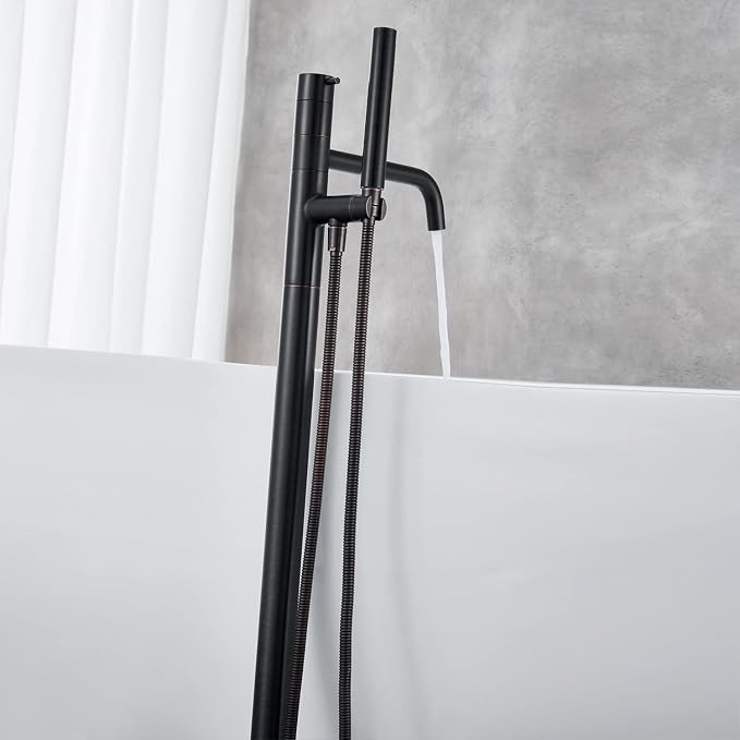 Freestanding Bathtub Faucet Floor Mount Tub Filler Oil Rubbed Bronze Brass - Image 4
