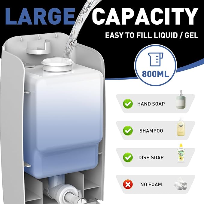 Commercial Soap Dispenser Wall Mount Manual Pump Hand Soap Dispenser 800ml Gel - Image 2