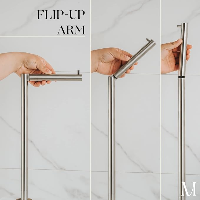 MARMOLUX ACC Free Standing Brushed Nickel Toilet Paper Holder Stand - Image 2