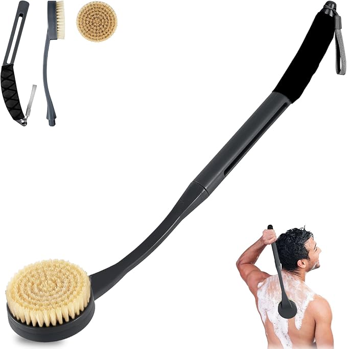 Back Brush Long Handle for Shower, 20.5” Back Bath Brush for Shower, Back by BTideas