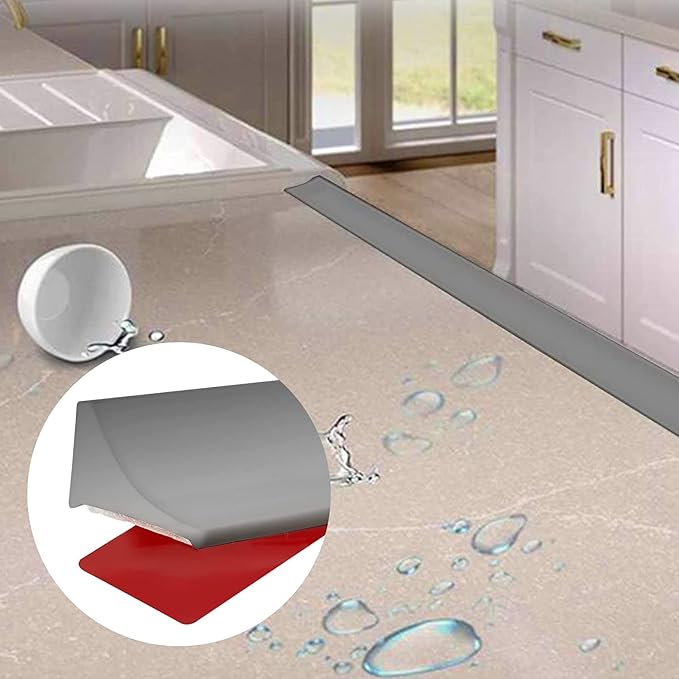 Collapsible Shower Threshold Water Dam, Self Adhesive Silicone Waterproof - Image 4