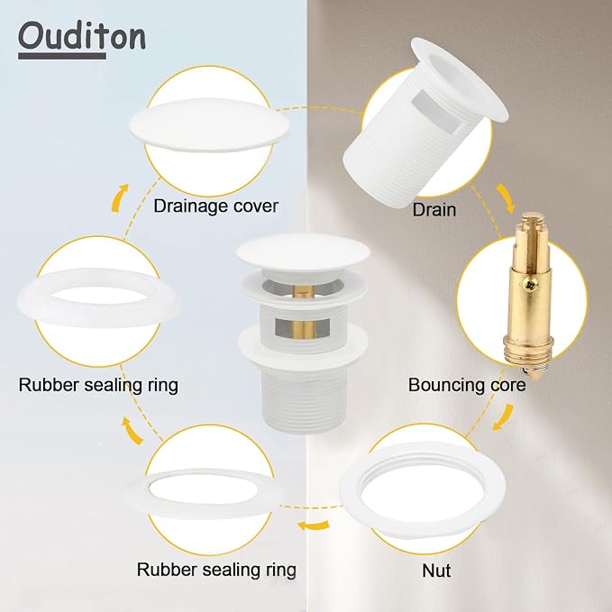 Tub Stopper Bathtub Drain, Brass Pop-up Freestanding Bathtub Drain Stopper - Image 4