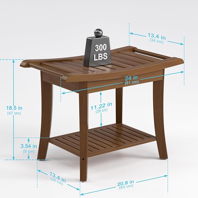 Bamboo Shower Stool Bench Waterproof - Image 2