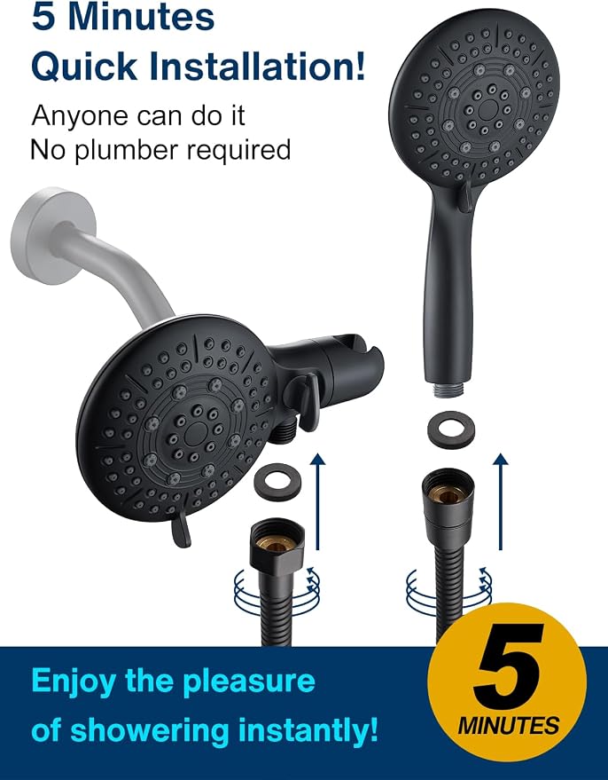 Cobbe Dual Handheld Shower Head Combo, Powerful Water-Saving Shower System 2 in - Image 6