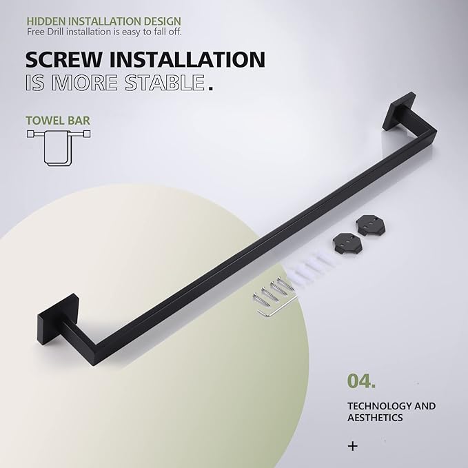 KOKOSIRI 32-Inch Single Towel Bar, Bathroom Kitchen Towel Holder, Wall Mounted - Image 3
