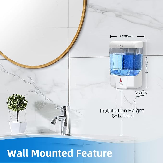 SVAVO Automatic Soap Dispenser Touchless, 21oz/600ml Soap Dispenser Wall Mount - Image 3