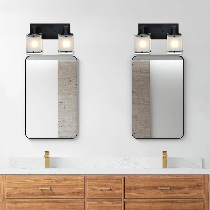 Black Wall Sconce Lighting, 2-Light Bathroom Vanity Light Fixture Wall Mount - Image 3