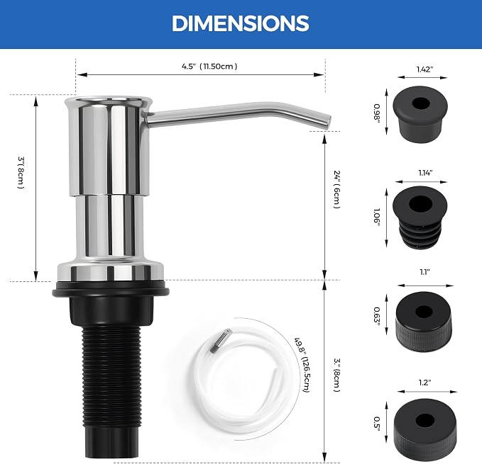Soap Dispenser for Kitchen Sink, Chrome Built in Soap Dispensers, Stainless - Image 2