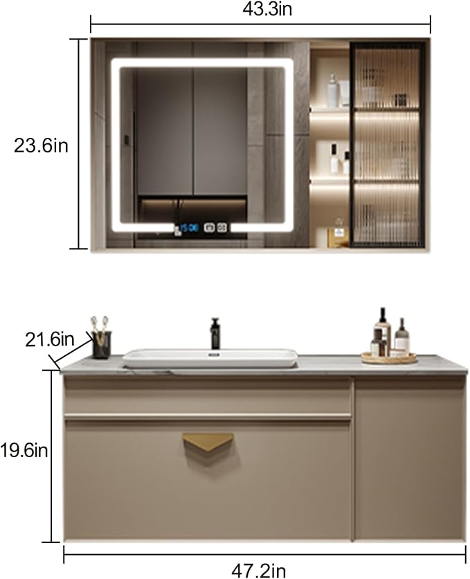Bathroom Vanity with Sink - 48IN Floating Bathroom Vanity Include Smart LED - Image 2