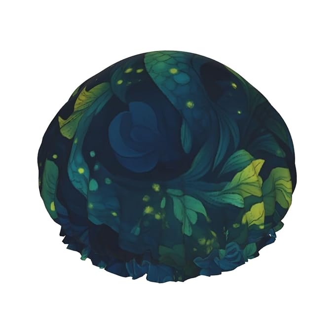 Dreamy Fish and Seaweed Shower Cap by ZEYARUIBO