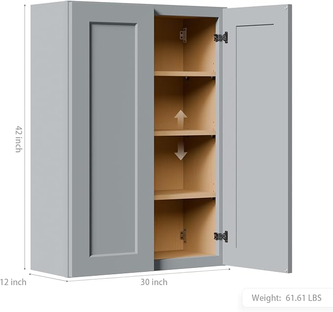 30 Inch Laundry Room Cabinets Wall Mounted, Solid Wood Over The Toilet Storage - Image 8