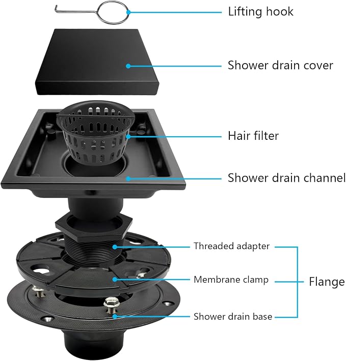 4 Inch Square Shower Drain - Image 4