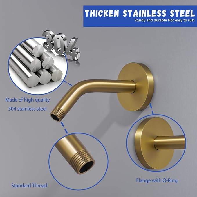 Wall Mounted Shower Arm Extension Head Holder Stainless Stee - Image 2