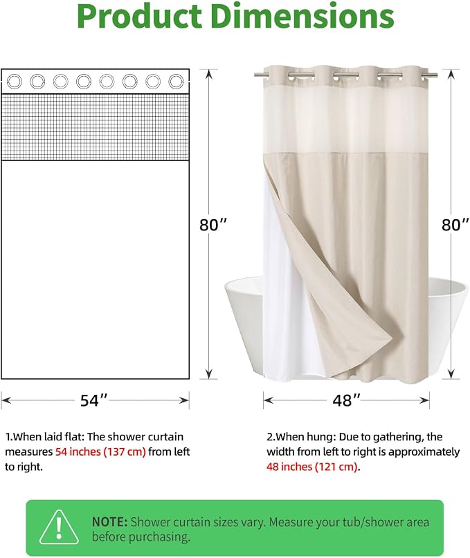 Stall No Hooks Needed Linen Textured Shower Curtain - Image 7