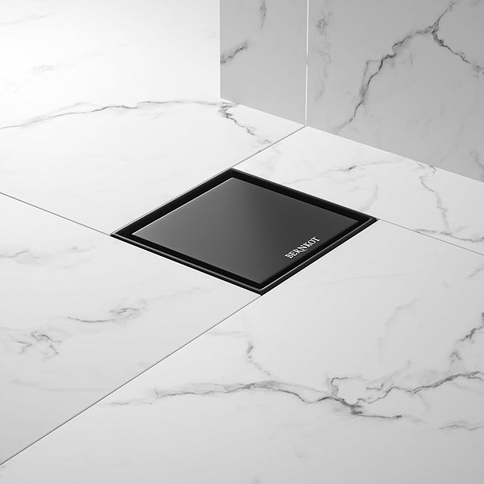 Square Shower Drain 6", Matte Black Floor Drain - Image 8