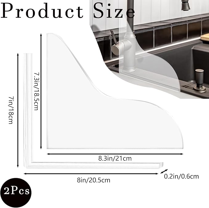 Shower Splash Guard Set Acrylic Shower Water Barrier Corner Splash Protector - Image 2