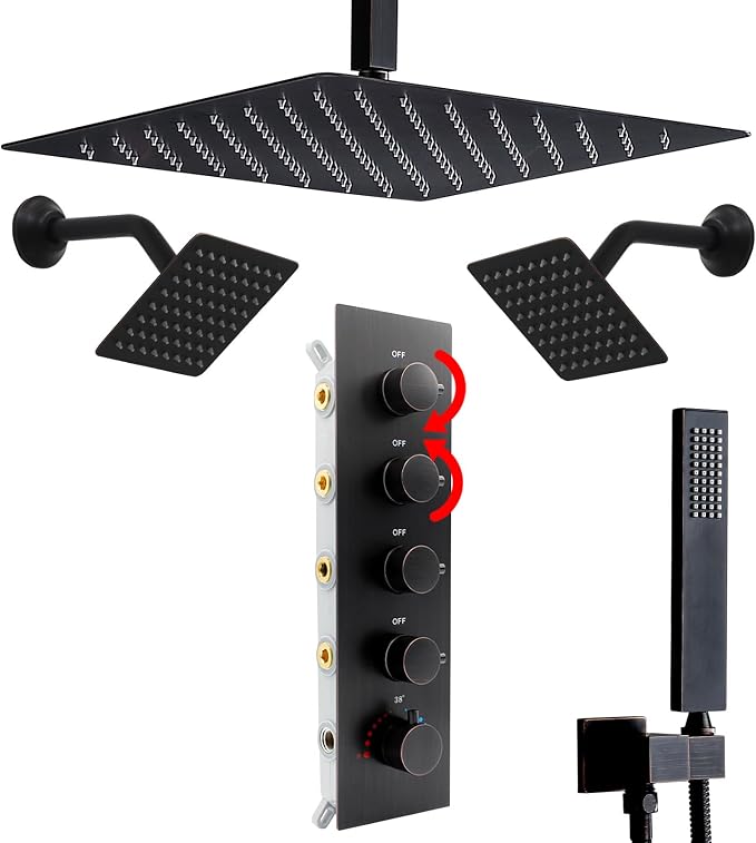 Thermostatic Shower System Three Shower Heads by NPYSVSSS