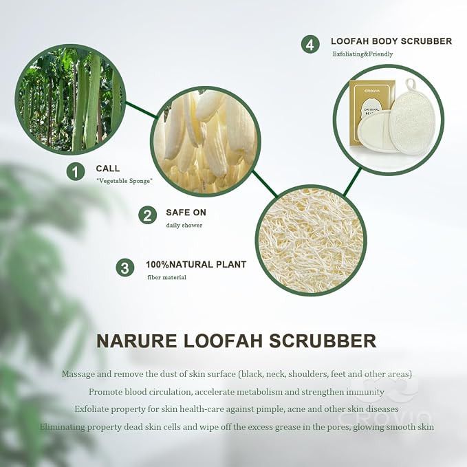 Natural Loofah Exfoliating Body Scrubber, Made - Image 4