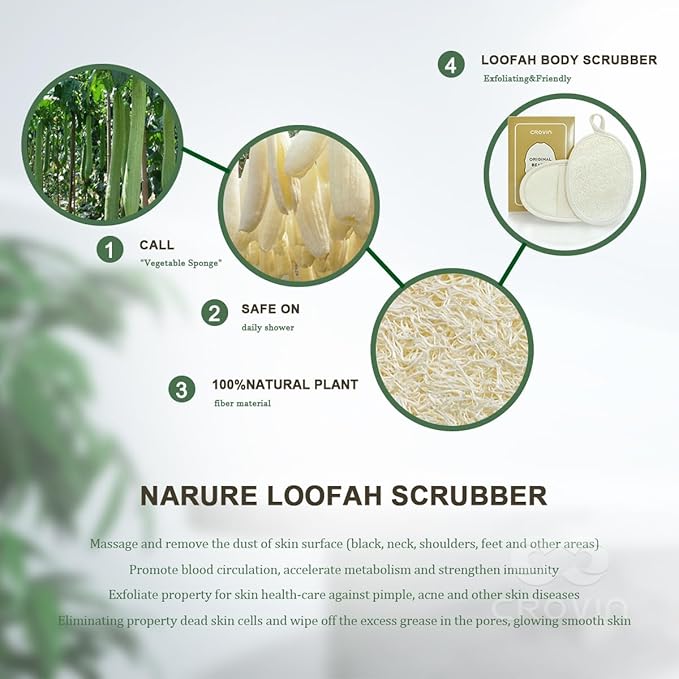 Natural Loofah Exfoliating Body Scrubber, Made - Image 4