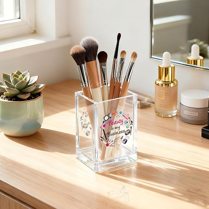 Beauty is My Business Acrylic Cosmetic Holder, Funny Makeup Brush Holder Gifts - Image 5