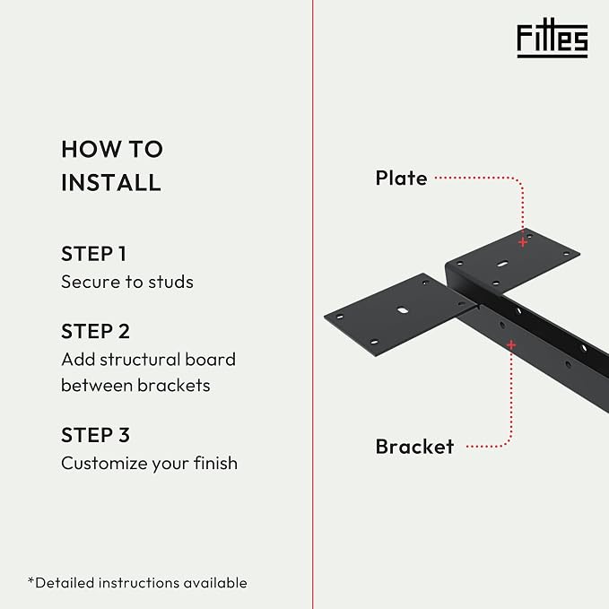 Fittes Heavy Duty Steel Floating T Shelf Bracket Mount 12 Inch 2 Pack, Holds up - Image 3