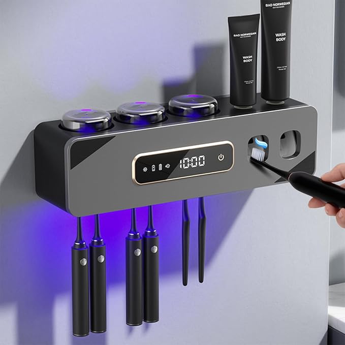 Automatic Toothpaste Dispenser, Rechargeable Toothbrush Holders by Wekity