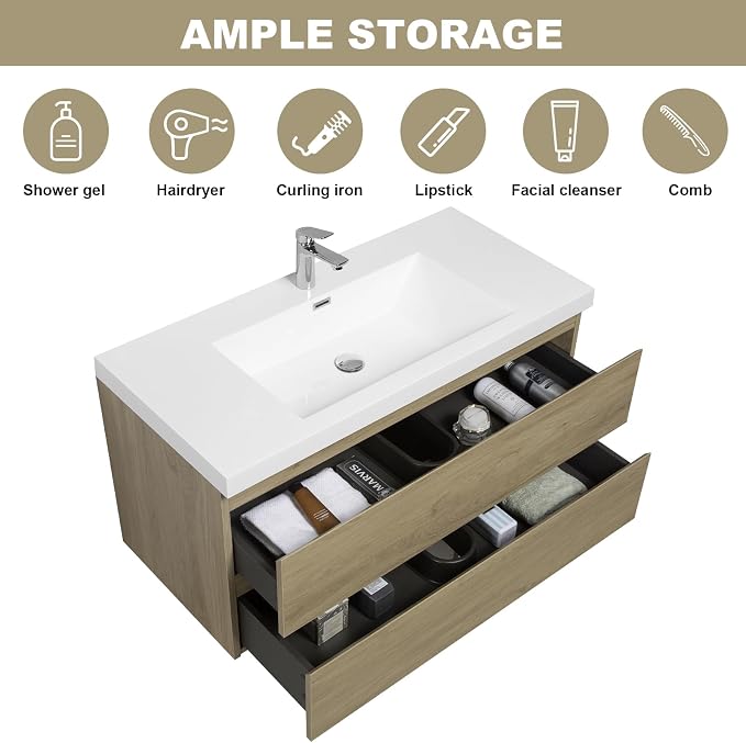 Floating Vanity Bathroom, 42 Inch Bathroom Vanity - Image 5