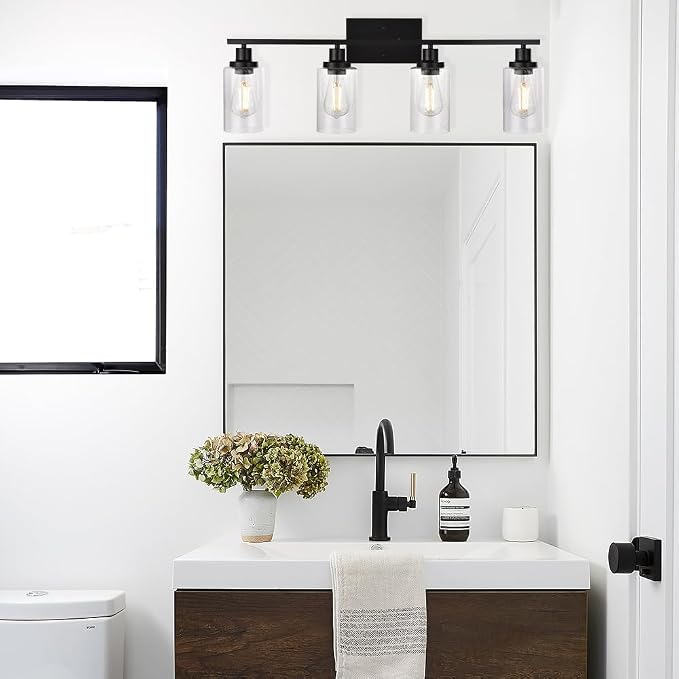 Black 4-Light Bathroom Light Fixtures - Image 3